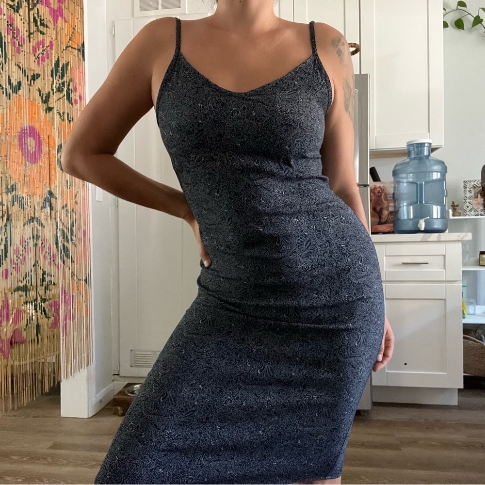 GAP Factory Black Paisley Slip Dress